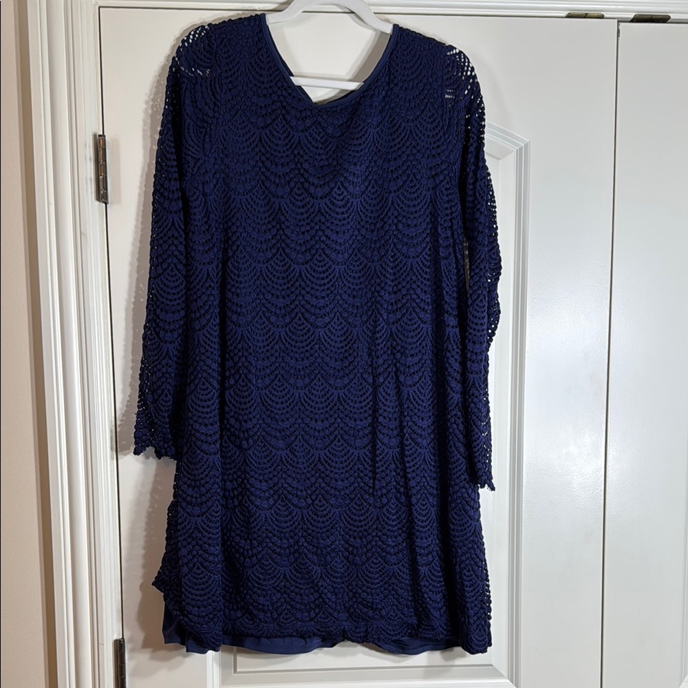 Elegant Navy Blue Lace Dress